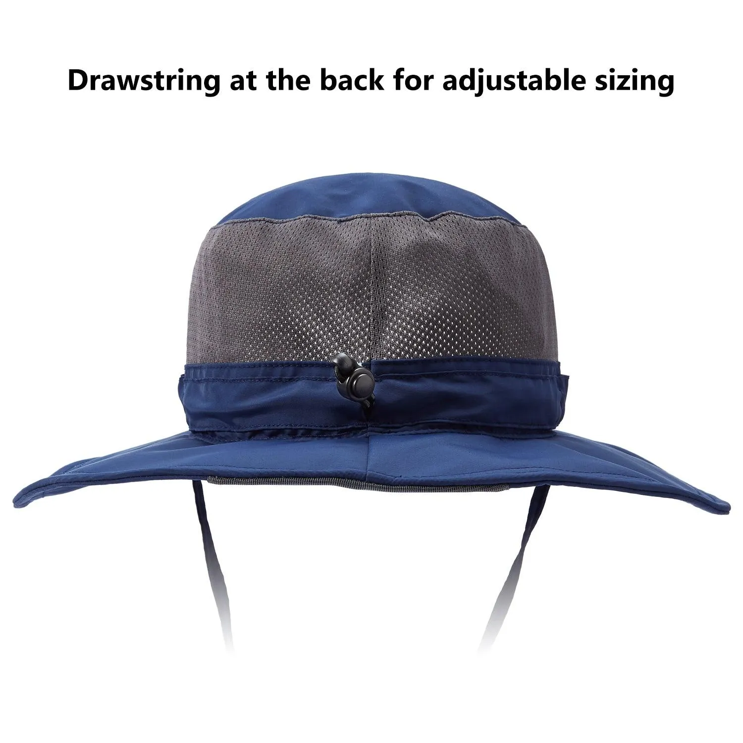 Unisex UPF 50  Wide Brim Bucket Hat with Detachable Neck Flap FH02