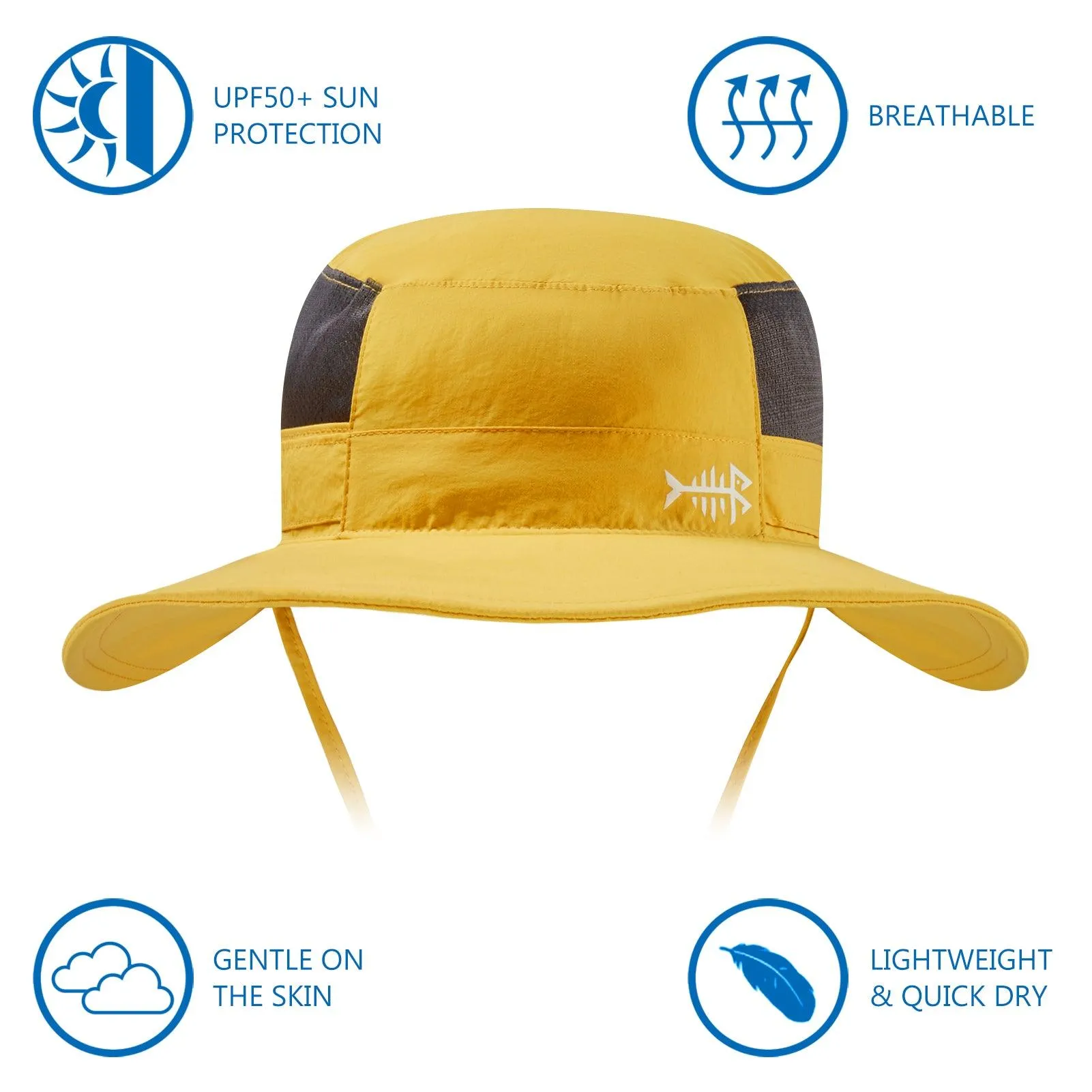Unisex UPF 50  Wide Brim Bucket Hat with Detachable Neck Flap FH02