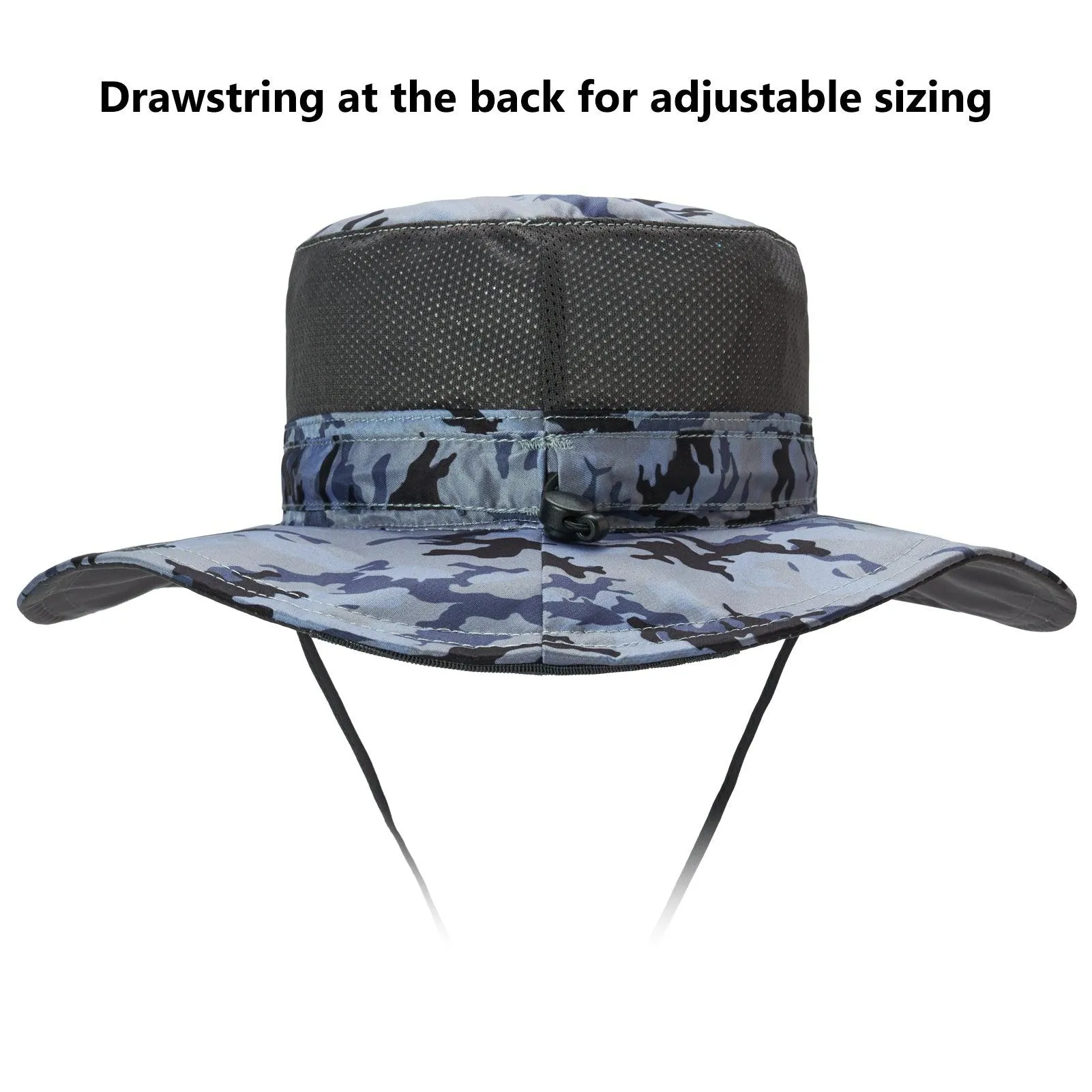Unisex UPF 50  Wide Brim Bucket Hat with Detachable Neck Flap FH02