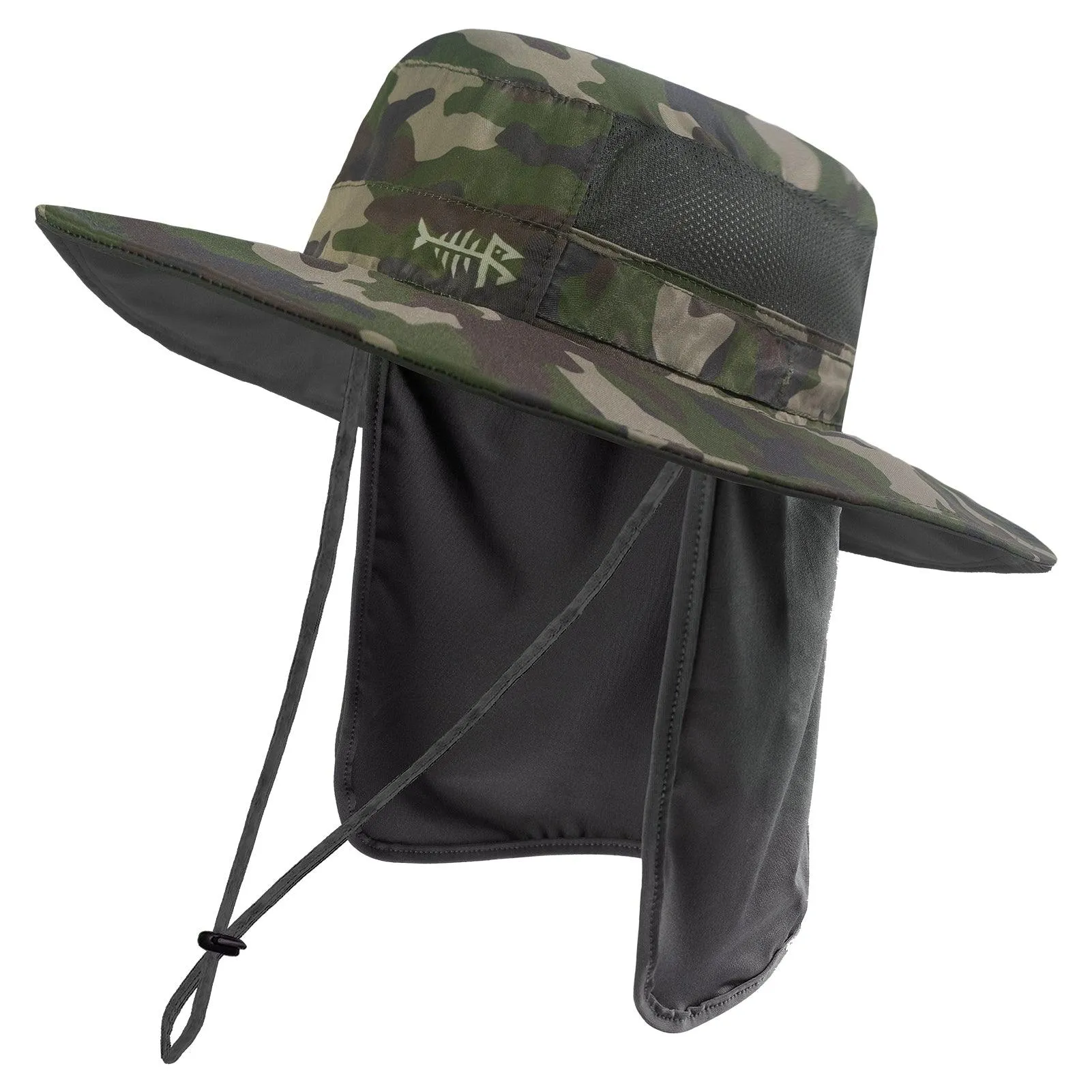 Unisex UPF 50  Wide Brim Bucket Hat with Detachable Neck Flap FH02