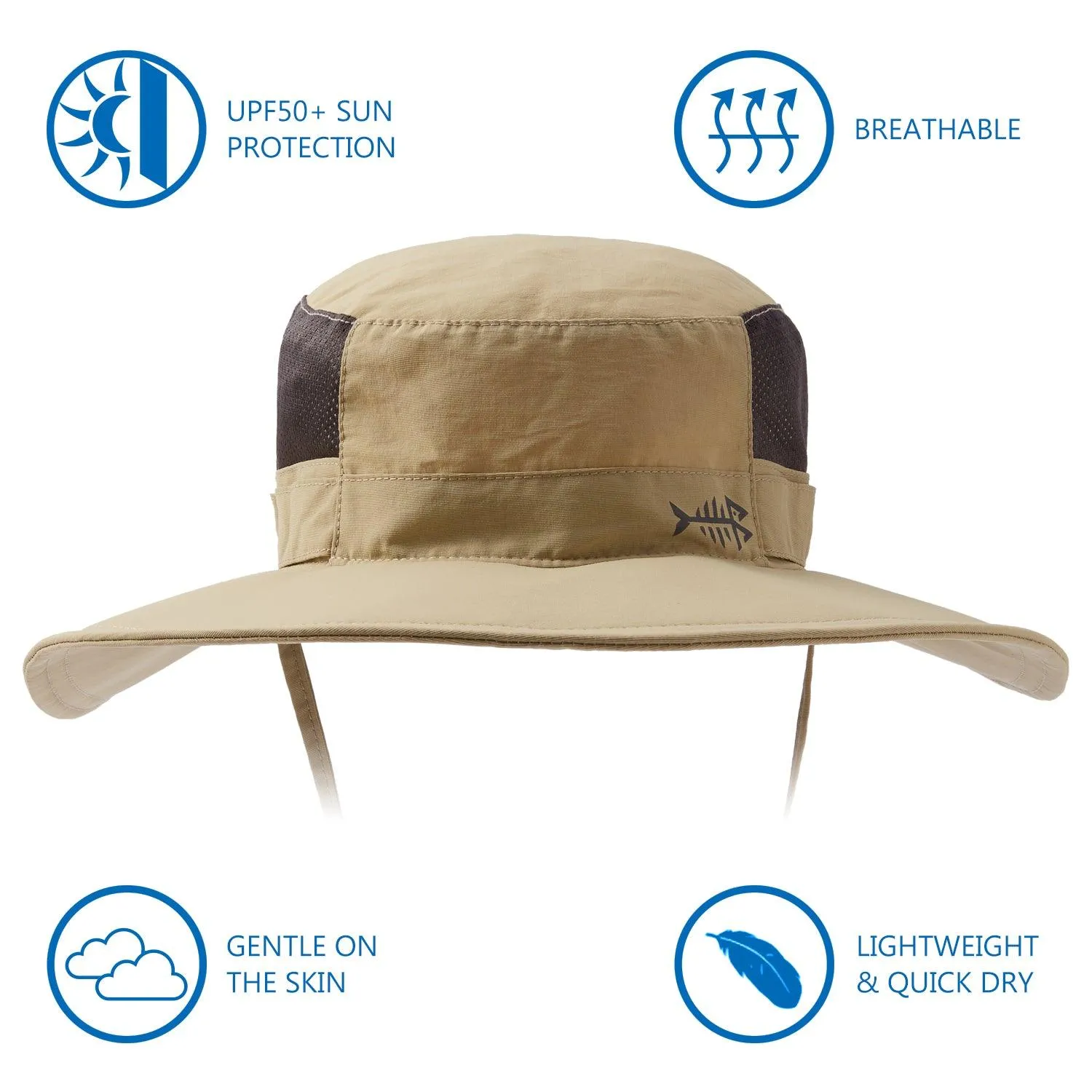 Unisex UPF 50  Wide Brim Bucket Hat with Detachable Neck Flap FH02