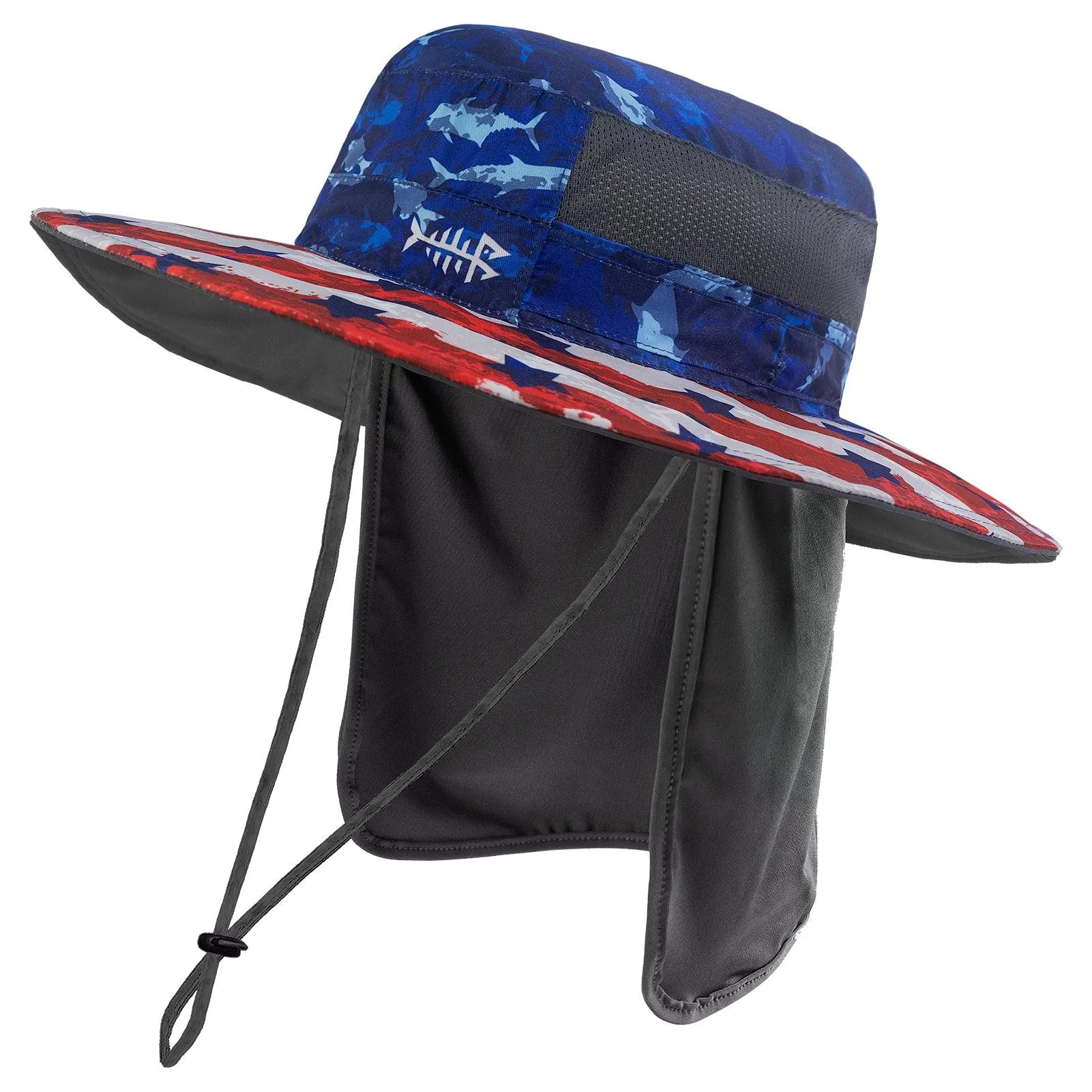 Unisex UPF 50  Wide Brim Bucket Hat with Detachable Neck Flap FH02