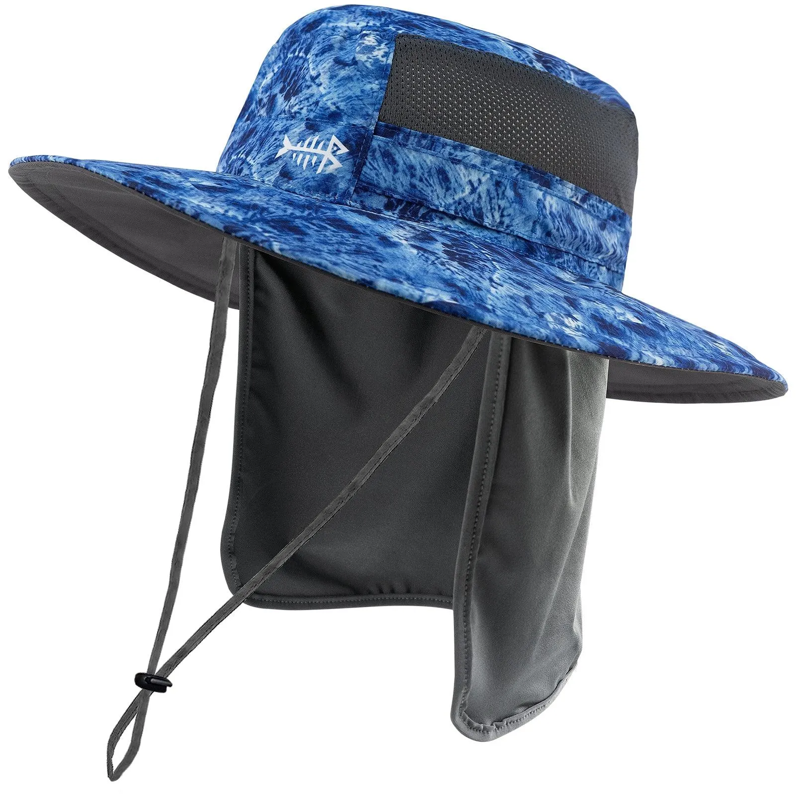 Unisex UPF 50  Wide Brim Bucket Hat with Detachable Neck Flap FH02