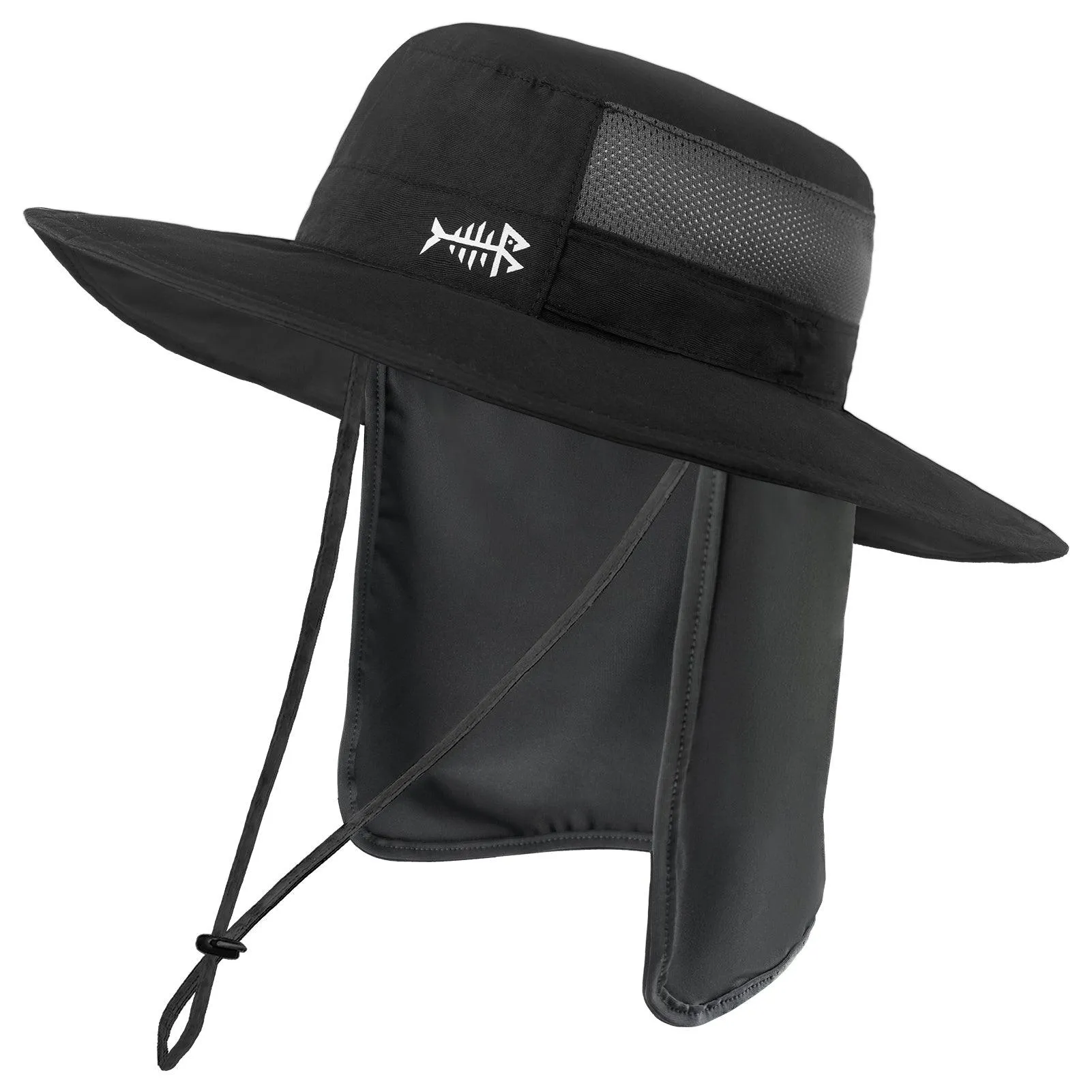 Unisex UPF 50  Wide Brim Bucket Hat with Detachable Neck Flap FH02