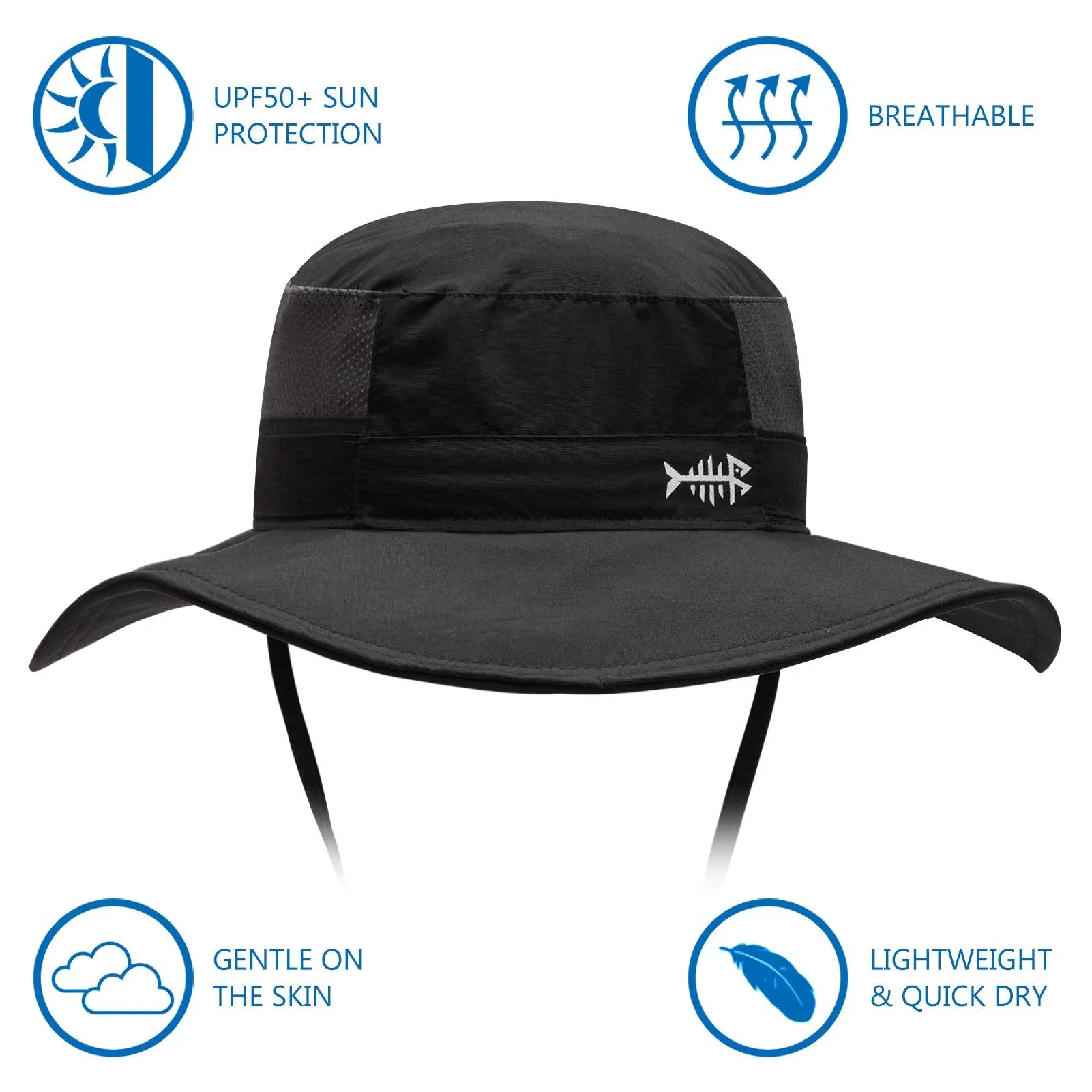 Unisex UPF 50  Wide Brim Bucket Hat with Detachable Neck Flap FH02