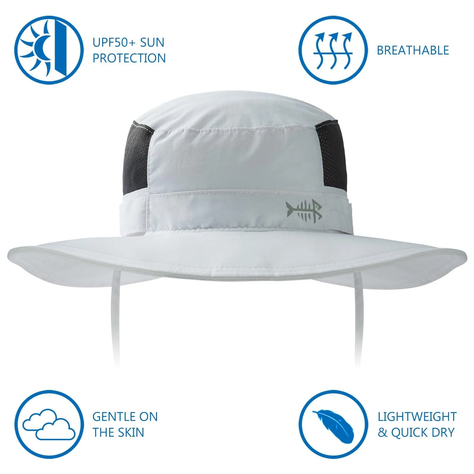 Unisex UPF 50  Wide Brim Bucket Hat with Detachable Neck Flap FH02