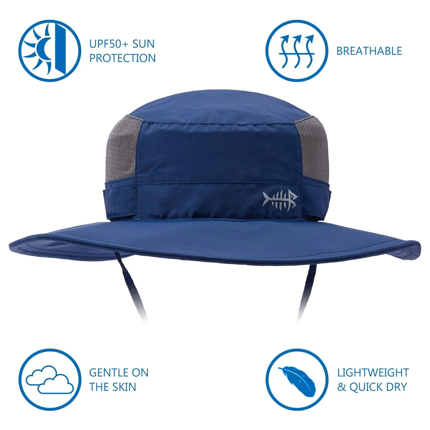 Unisex UPF 50  Wide Brim Bucket Hat with Detachable Neck Flap FH02
