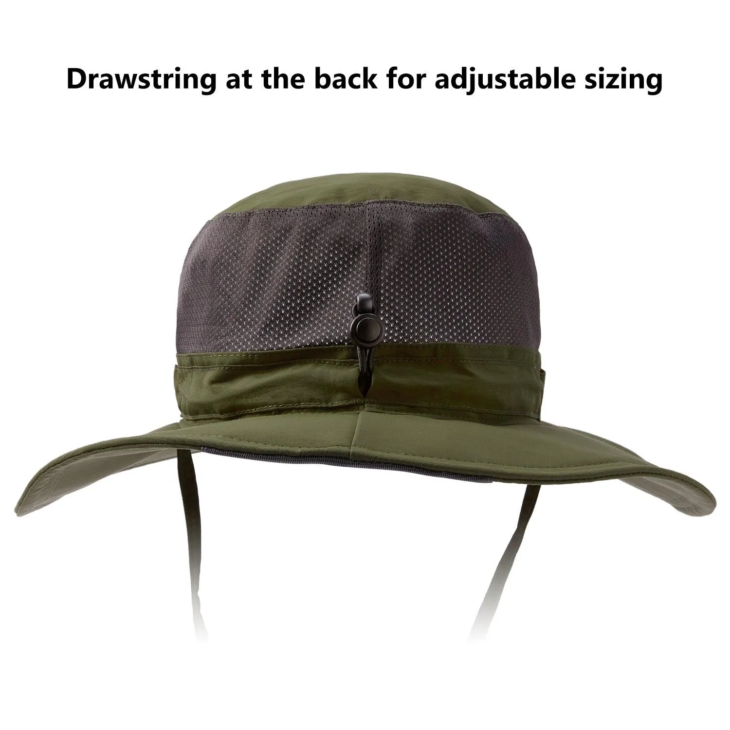 Unisex UPF 50  Wide Brim Bucket Hat with Detachable Neck Flap FH02