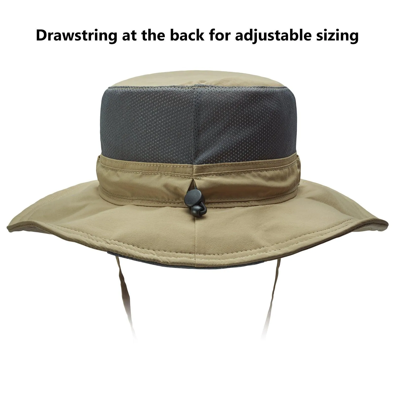 Unisex UPF 50  Wide Brim Bucket Hat with Detachable Neck Flap FH02