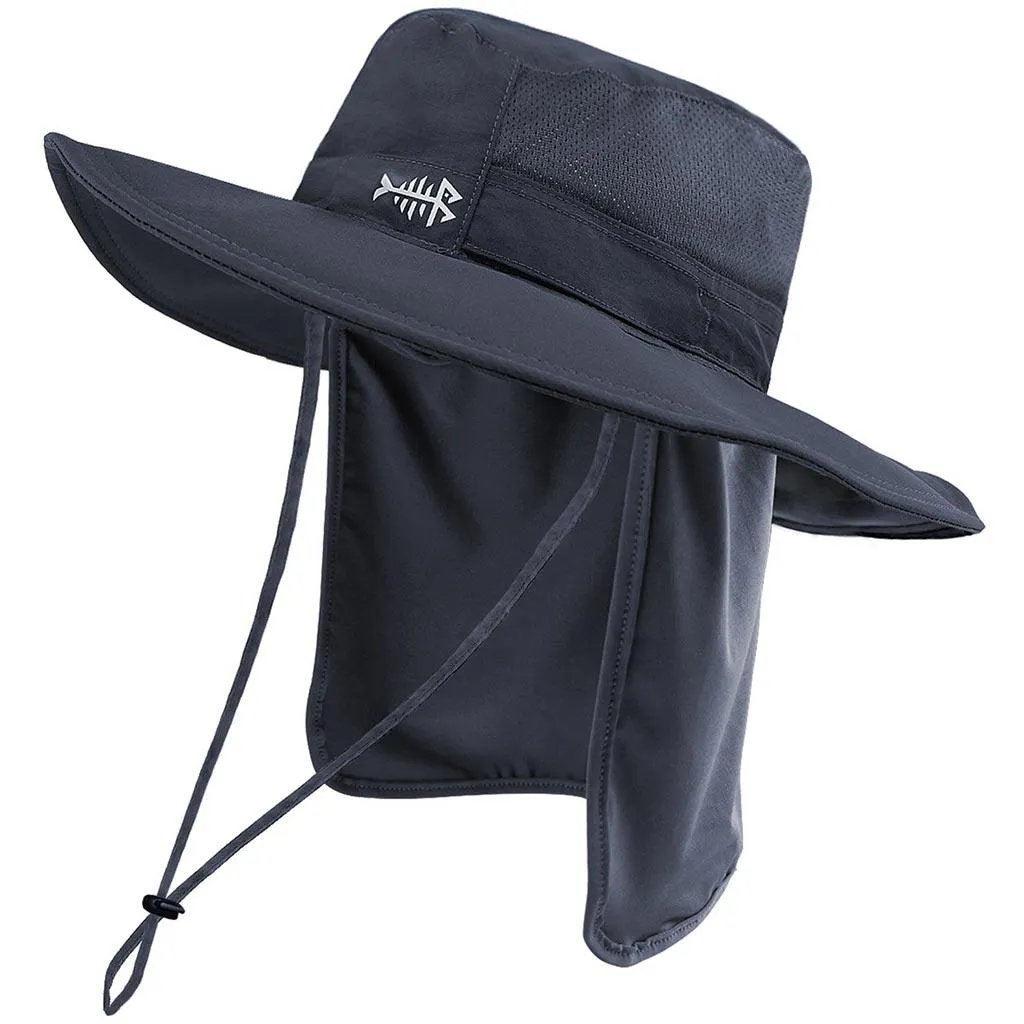 Unisex UPF 50  Wide Brim Bucket Hat with Detachable Neck Flap FH02