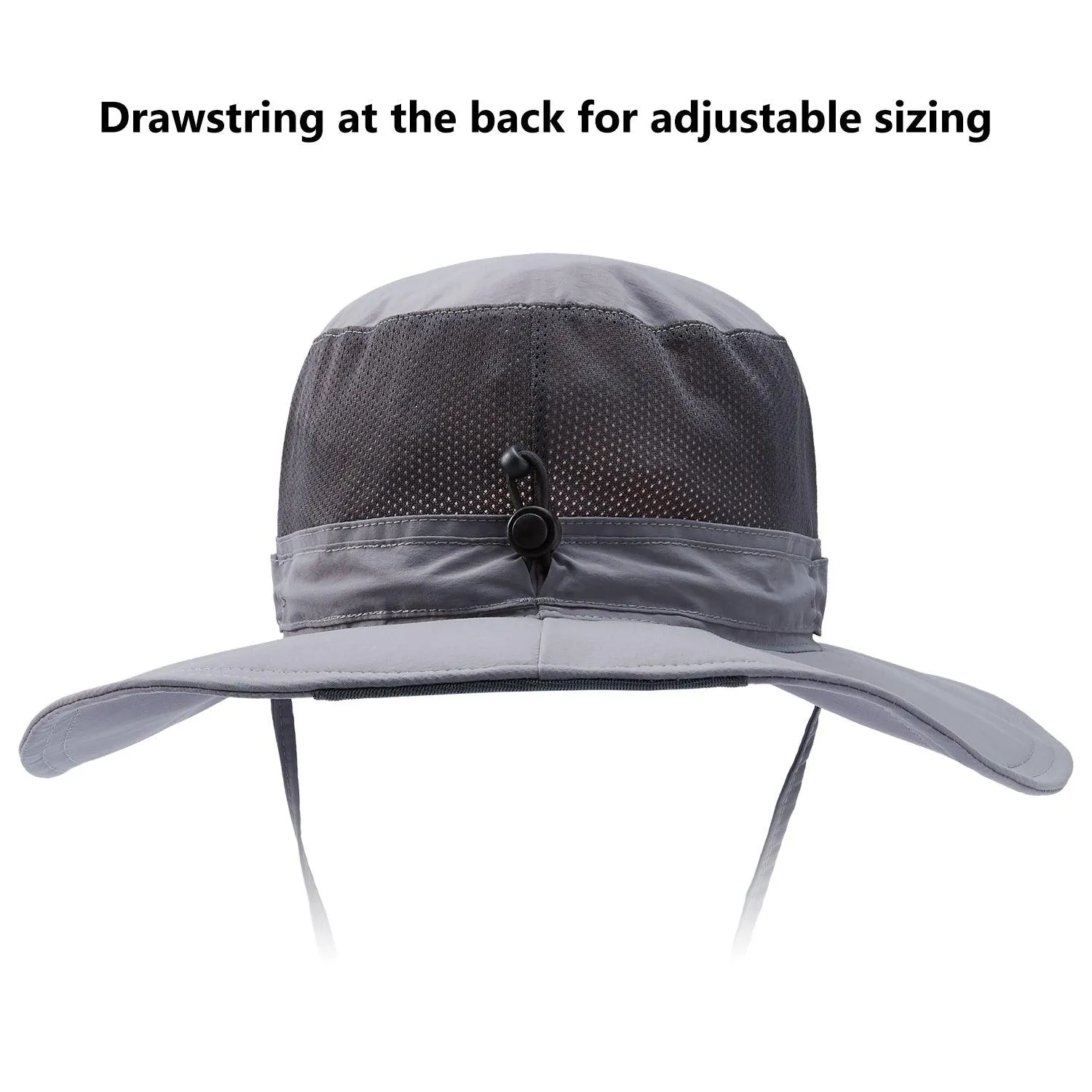 Unisex UPF 50  Wide Brim Bucket Hat with Detachable Neck Flap FH02