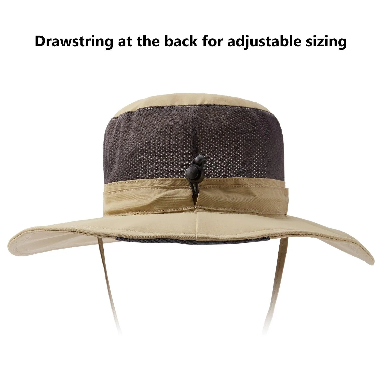 Unisex UPF 50  Wide Brim Bucket Hat with Detachable Neck Flap FH02
