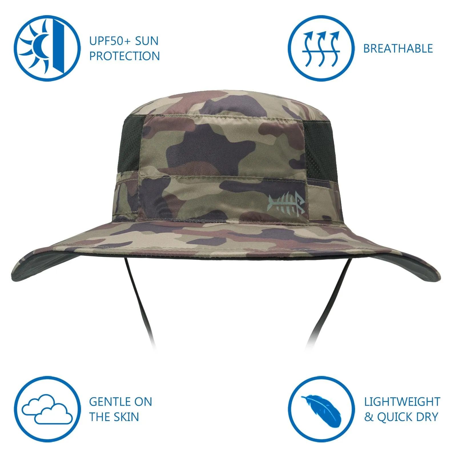 Unisex UPF 50  Wide Brim Bucket Hat with Detachable Neck Flap FH02