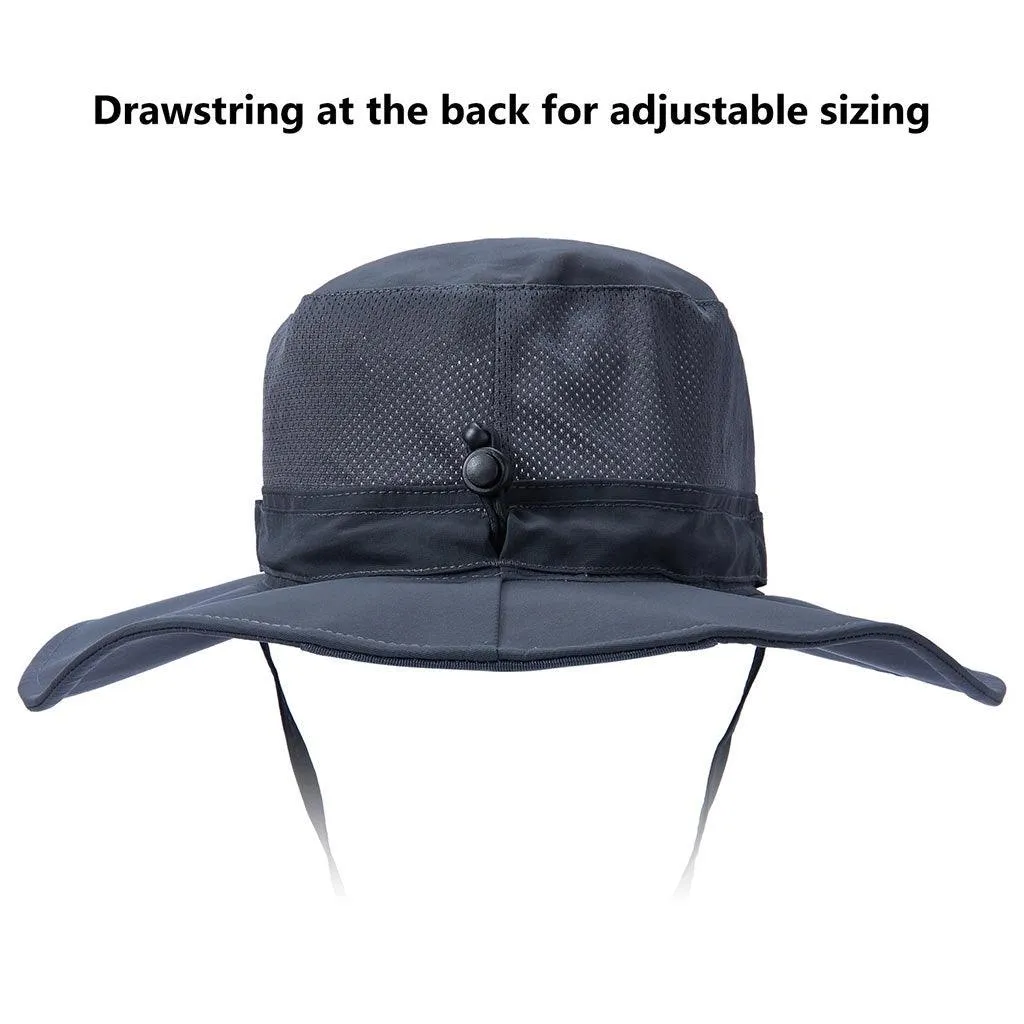 Unisex UPF 50  Wide Brim Bucket Hat with Detachable Neck Flap FH02