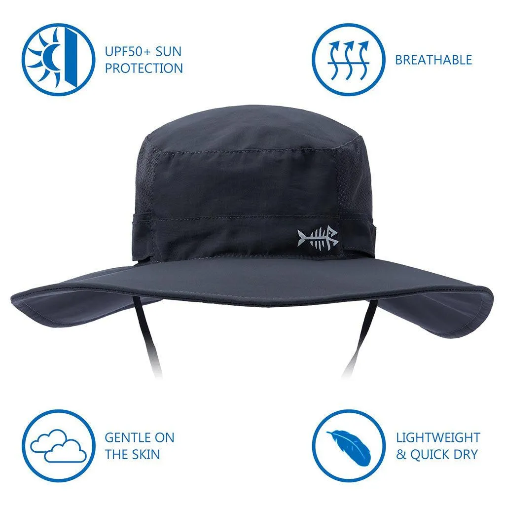 Unisex UPF 50  Wide Brim Bucket Hat with Detachable Neck Flap FH02