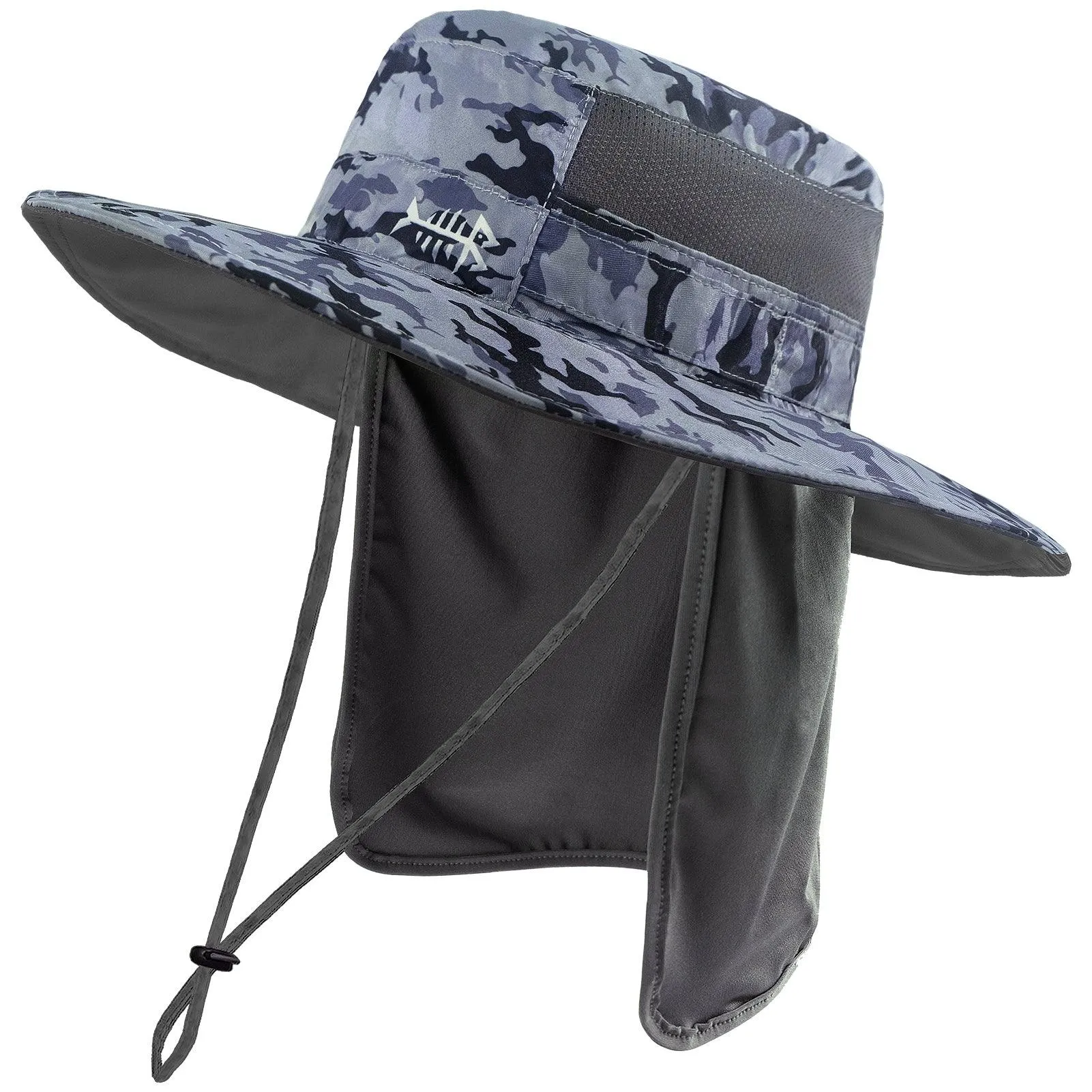 Unisex UPF 50  Wide Brim Bucket Hat with Detachable Neck Flap FH02