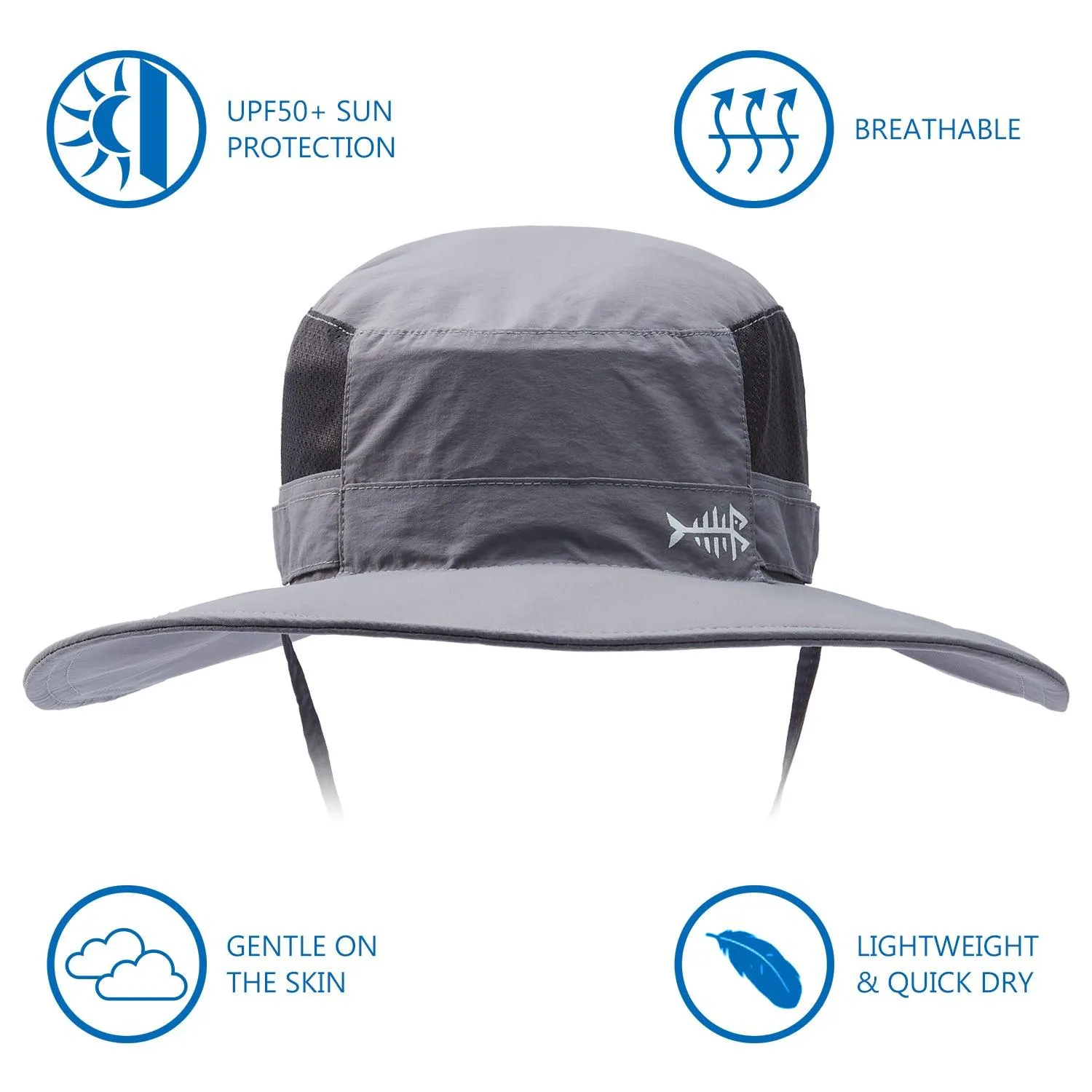 Unisex UPF 50  Wide Brim Bucket Hat with Detachable Neck Flap FH02