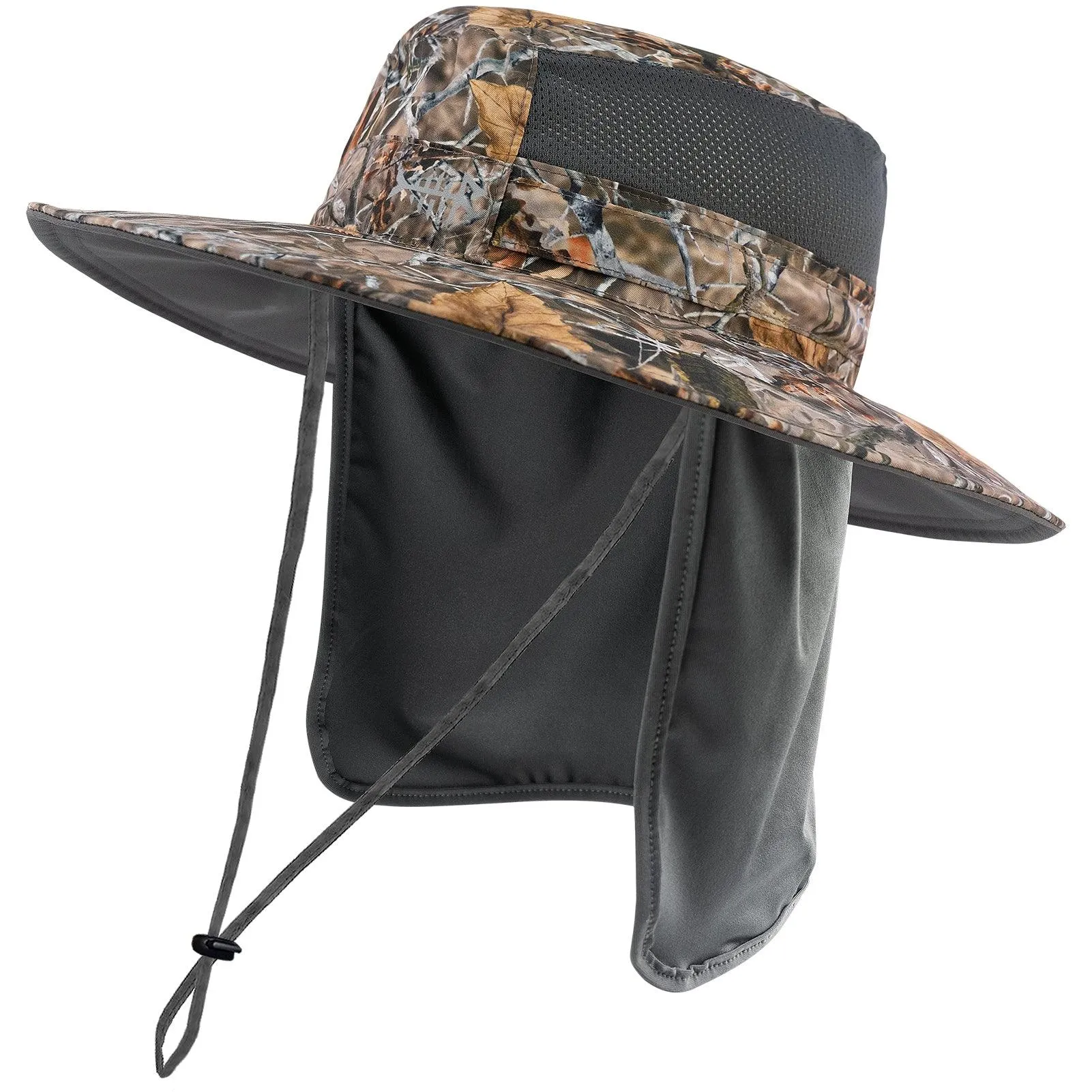 Unisex UPF 50  Wide Brim Bucket Hat with Detachable Neck Flap FH02