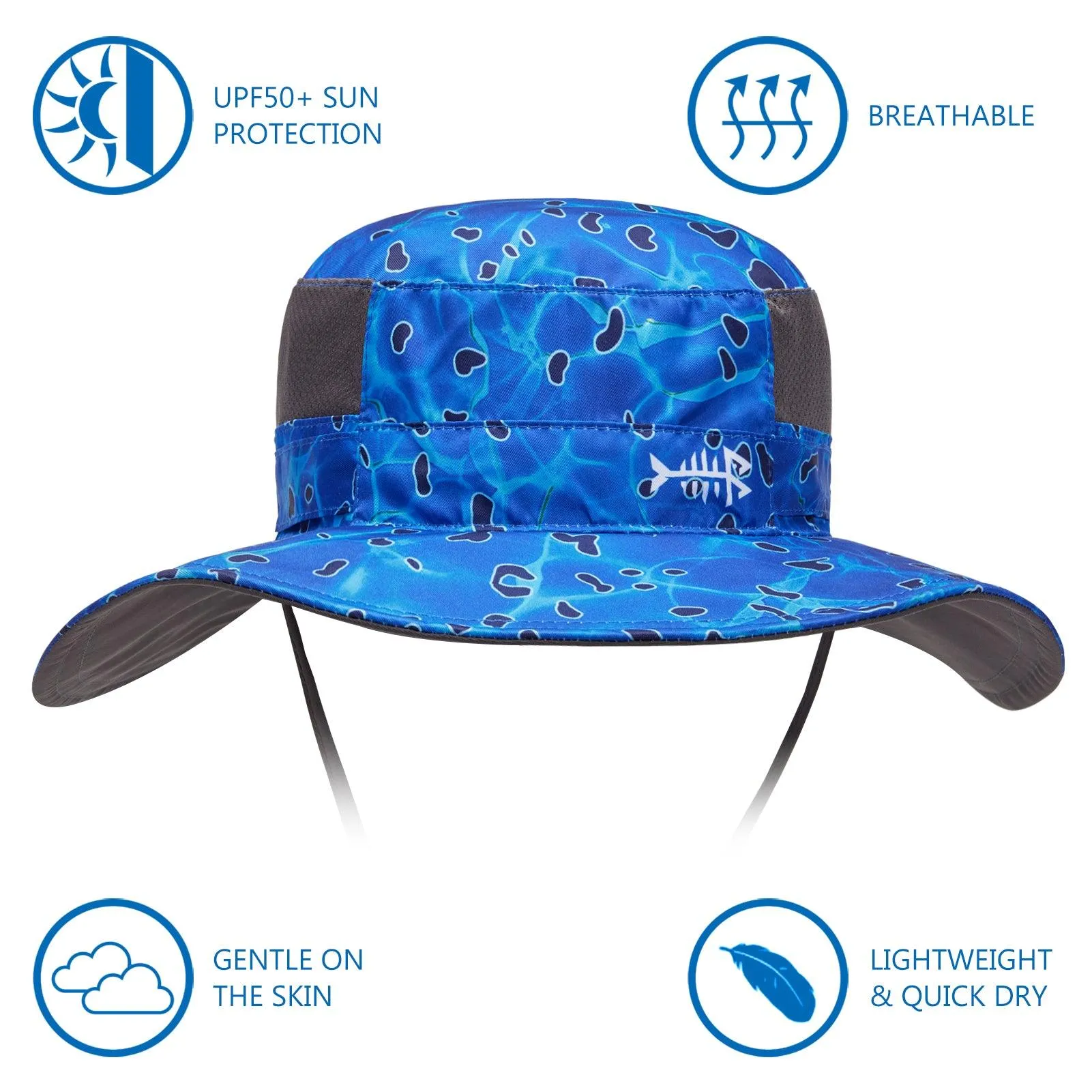 Unisex UPF 50  Wide Brim Bucket Hat with Detachable Neck Flap FH02