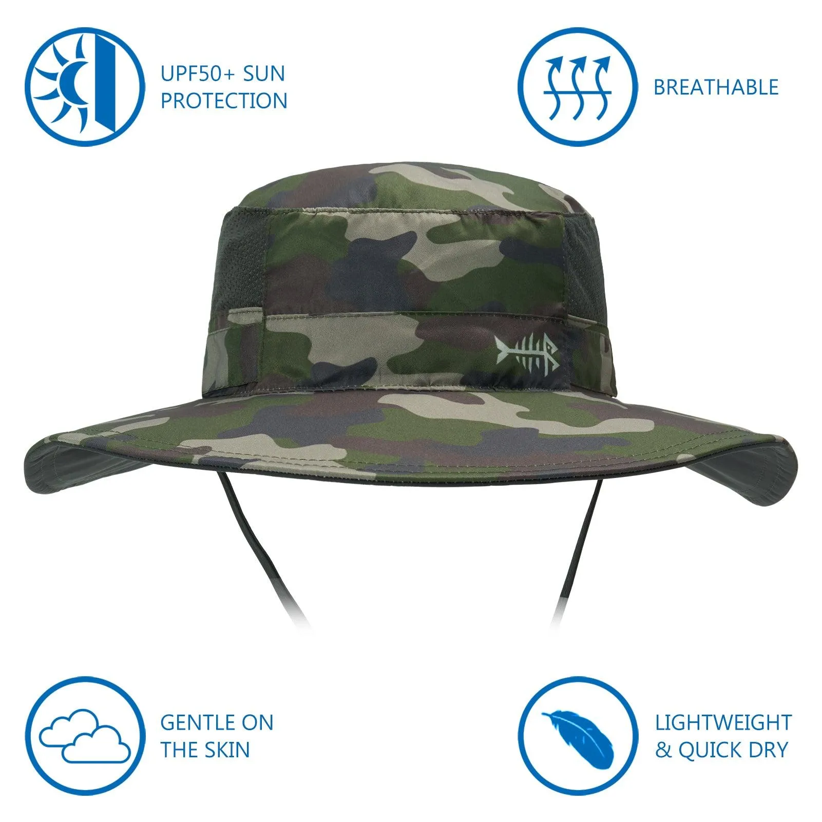 Unisex UPF 50  Wide Brim Bucket Hat with Detachable Neck Flap FH02