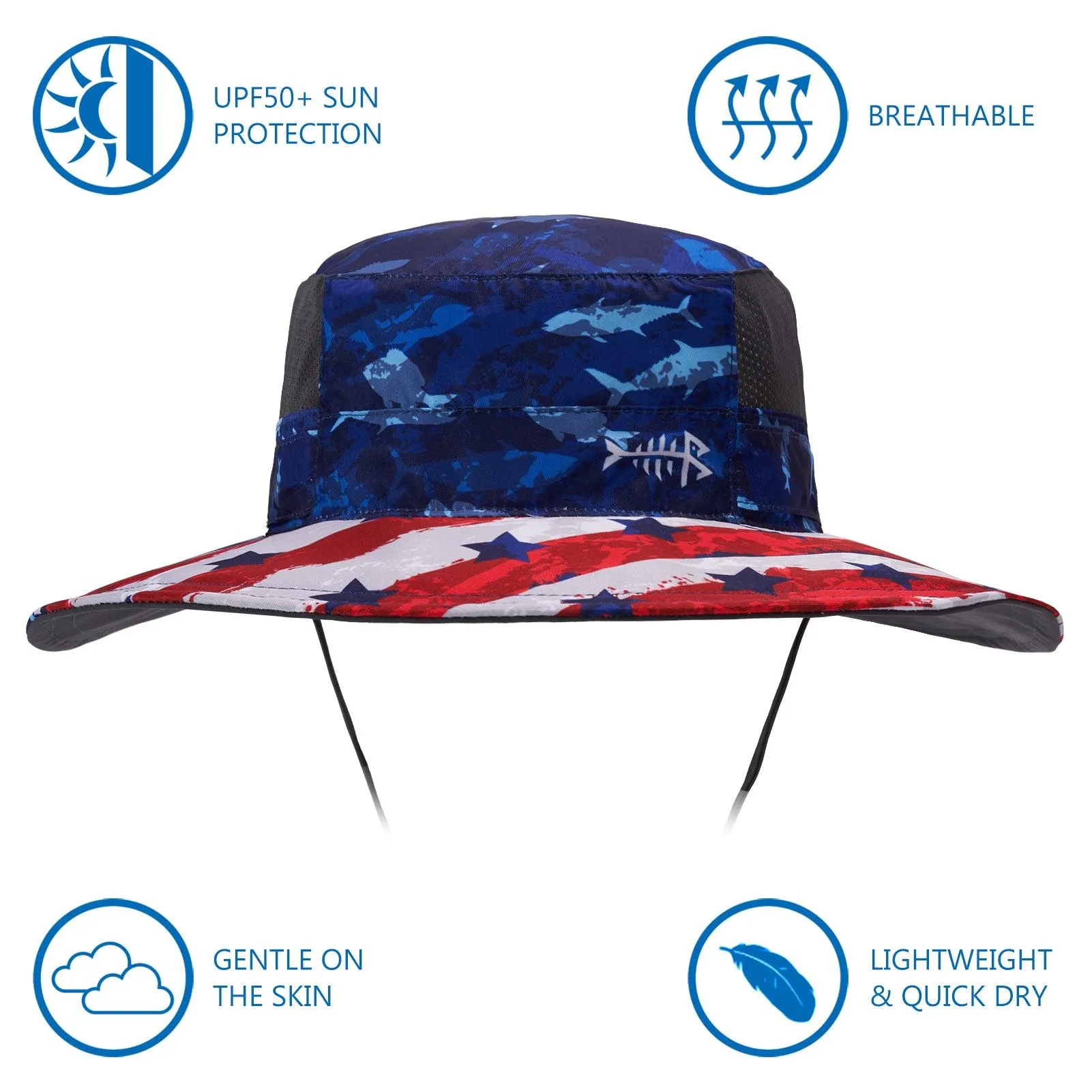 Unisex UPF 50  Wide Brim Bucket Hat with Detachable Neck Flap FH02