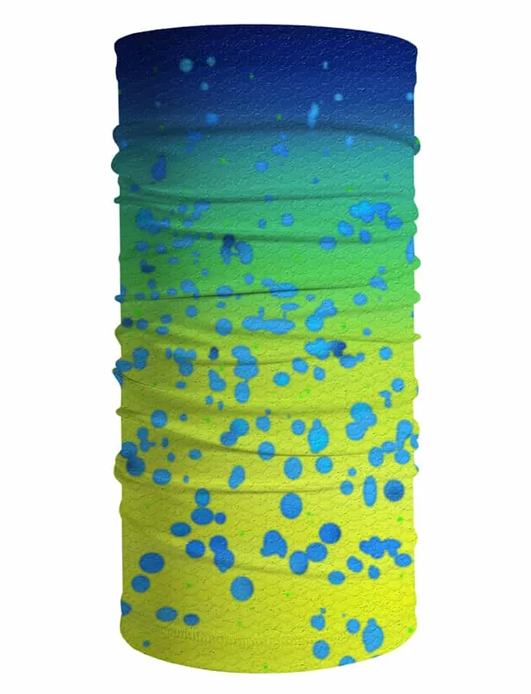 Unisex UV Neck Gaiter UPF 50 Mahi Mahi Dorado design by Rattlin Jack | UV Sun Protection for Neck and Face | Moisture Wicking |