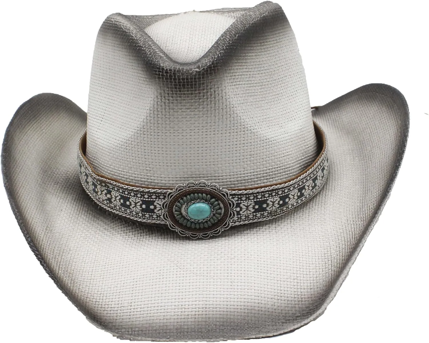 Western Straw Cowboy Hat for Women Men Wide Brim Summer Sun Hat Classic Cowgirl Hat with Belt Buckle for Travel