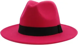 Wide Brim Fedora Hats Floppy Panama Hats Women Men Vintage Hats with Ribbon Classic Jazz Hat