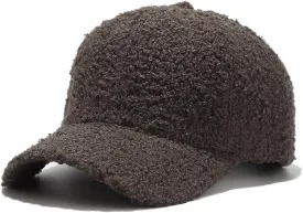 Winter Baseball Cap for Women Lamb Wool Solid Color Warm Baseball Cap for Outdoor Travel