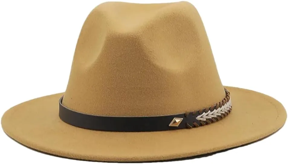 Women Men Fedora Hats Panama Hat Wide Brim Sun Protection Cap Classic Top Hat for Party Wedding