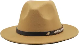 Women Men Fedora Hats Panama Hat Wide Brim Sun Protection Cap Classic Top Hat for Party Wedding