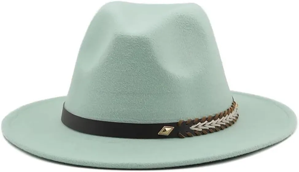 Women Men Fedora Hats Panama Hat Wide Brim Sun Protection Cap Classic Top Hat for Party Wedding